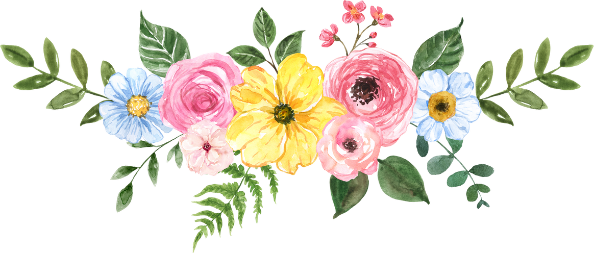 Spring floral bouquet watercolor illustration